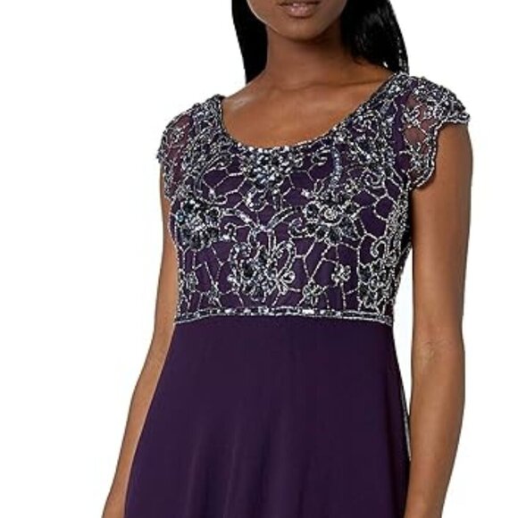 **J Kara** Women's Petite Long Dress with Flutter Sleeve 14P NWOT - Picture 3 of 8